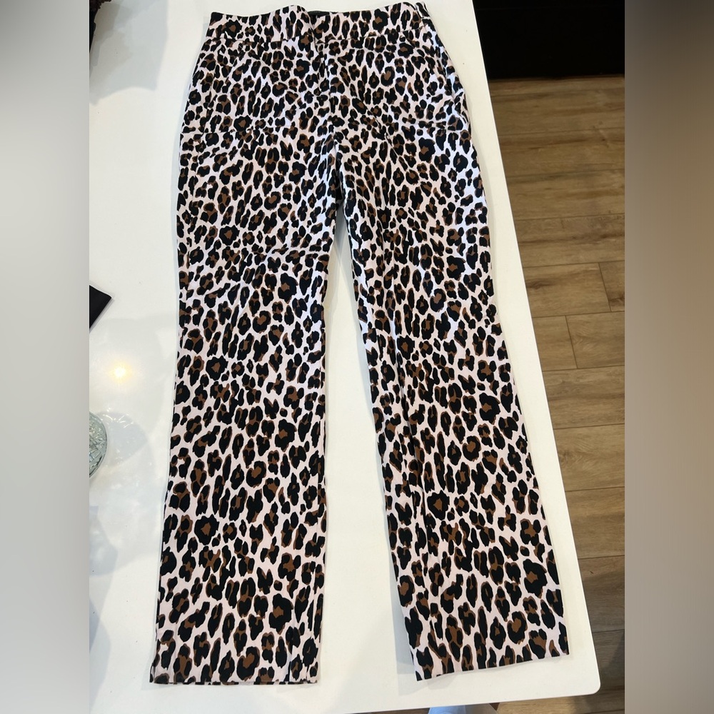 J. Crew Remi Pant in Leopard animal print white pants  Size 8 - Picture 2 of 8